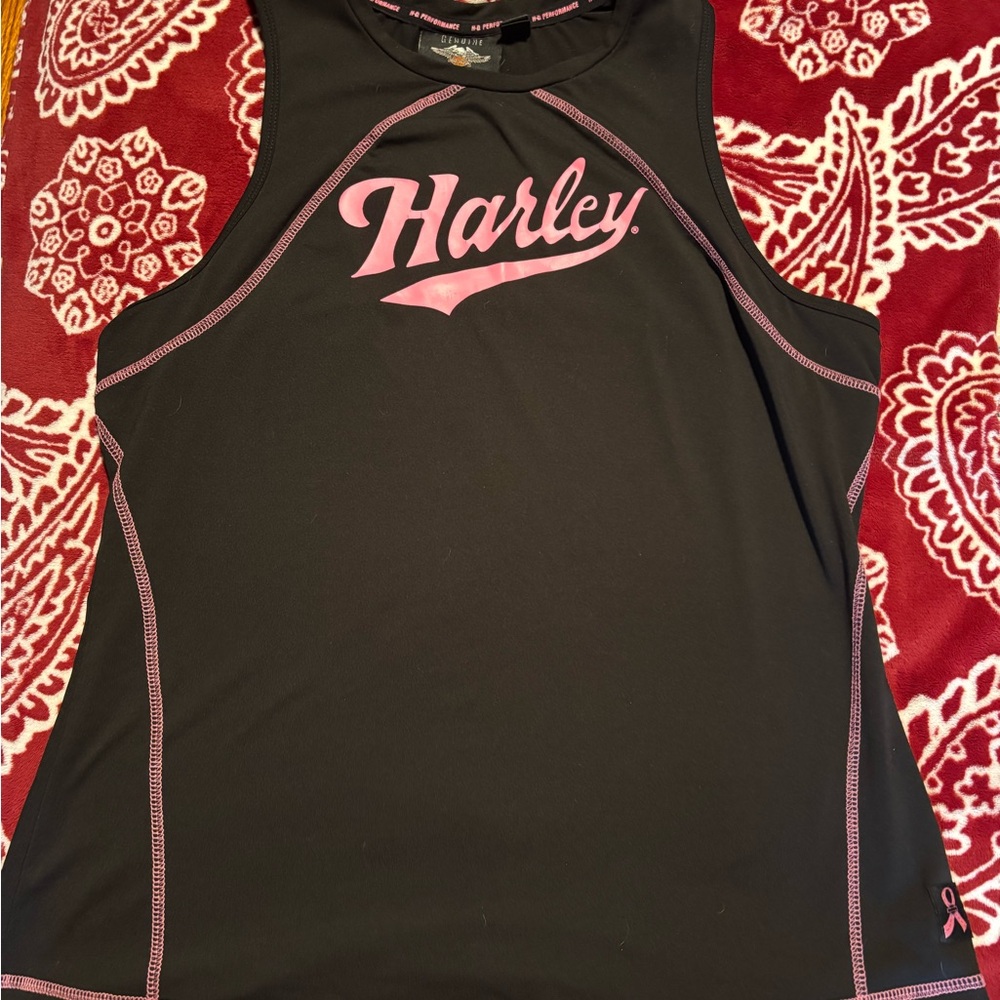 Harley-Davidson Black and Pink Tank Top